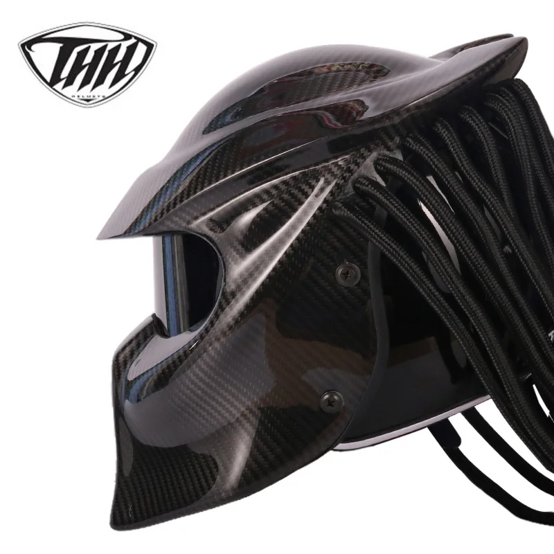 Casco Predator In Fibra Di Carbonio Iron Man Full Face Moto Casque Capacete Casco Dot Approvato