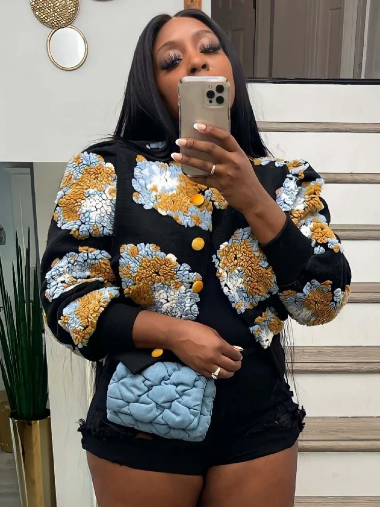 Giacca Allentata Casual Con Stampa Floreale Giacca Donna Bomber Donna Cappotto Colorblock Donna Inverno Primavera Autunno Nuovo Stile Sportivo