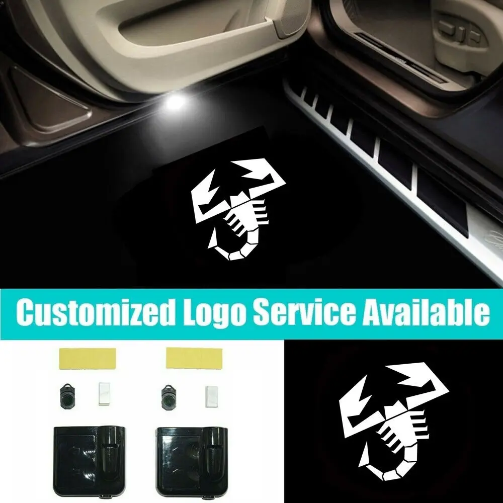 2 Pezzi Abarth Logo Wireless Car Door Scorpion Welcome Lights Fit For Abarth 1000 1600 204 2000 Assessoires