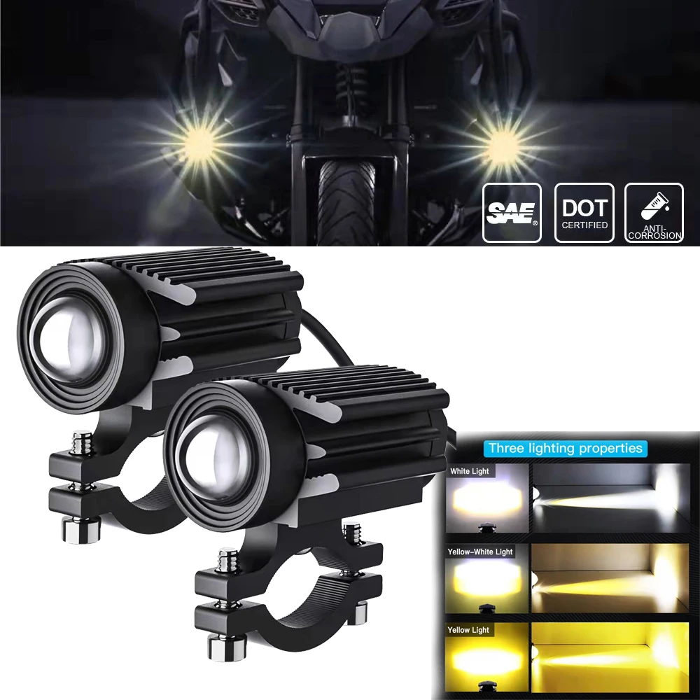 New Motorcycle Led Light Motorbike Headlight Mini Projector Lens Car Atv Driving Fog Light Auxiliary Spotlight For Racer Lamp