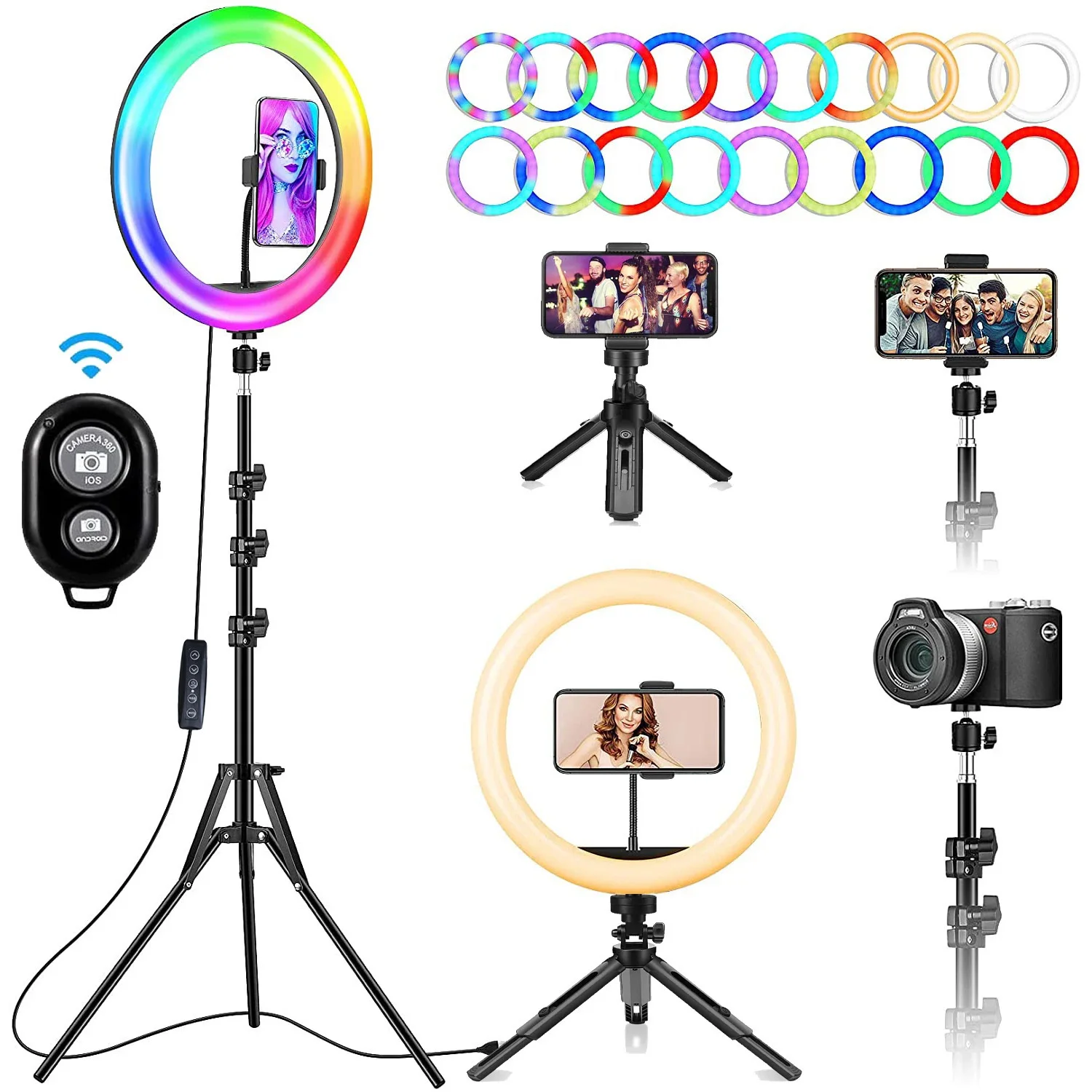 Selfie Soft Ring Light Rgb Con Supporto Per Treppiede Riempimento Led Ringlight Phone Photography Rim Light Live Video Shoot Makeup Circle Lamp