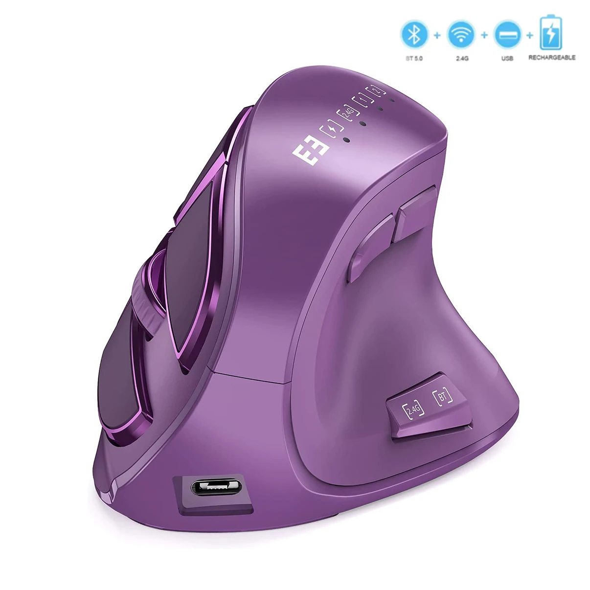 Mouse Bluetooth Ergonomico Seenda Mouse Verticale Wireless Mouse Ottico Ricaricabile Per Computer Apple Compatibili Multiuso