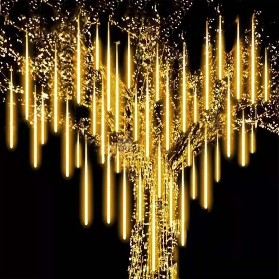 Christmas Fairy String Lights Outdoor Waterproof Garland 50Cm 8 Tube Meteor Shower Garden Lights For Wedding Party Street Decor