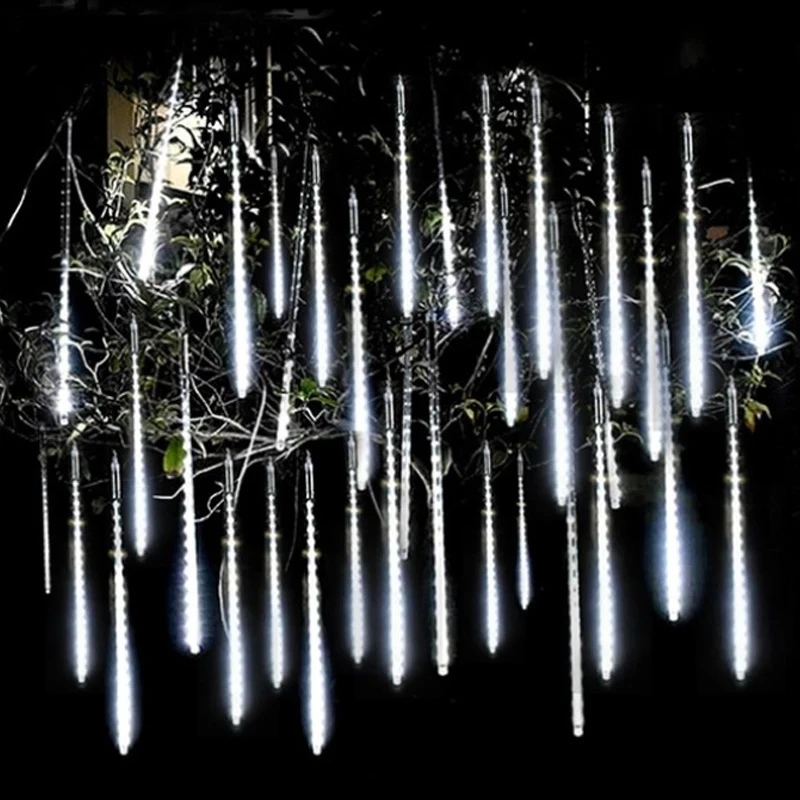 Outdoor Meteor Shower Christmas Lights 10 Tubes 192 Led Hanging String Lights Per Garden Tree Holiday Party Decoation Lamp