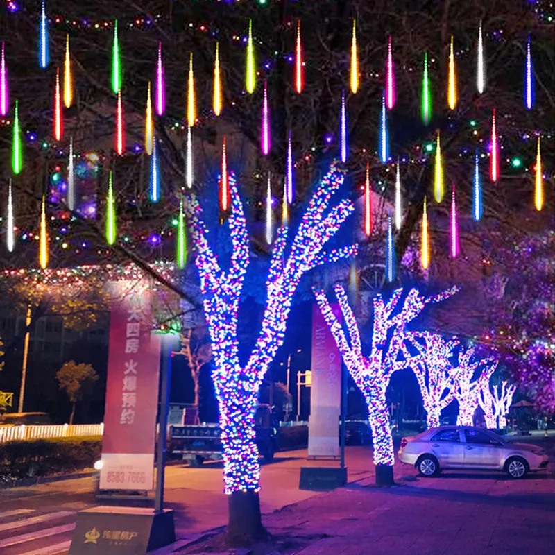 8 Tubi Solar Led Meteor Shower Holiday Strip Light Outdoor Fairy String Lights Per Street Garden Decorazione Natalizia Navidad