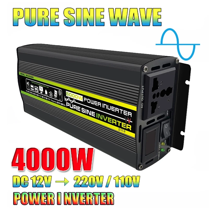 3000W 4000W 6000W Inverter A Onda Sinusoidale Pura Inverter Di Potenza Per Auto Inverter Solare Dc 12V 24V 48V A Ac 220V Inverter Domestici