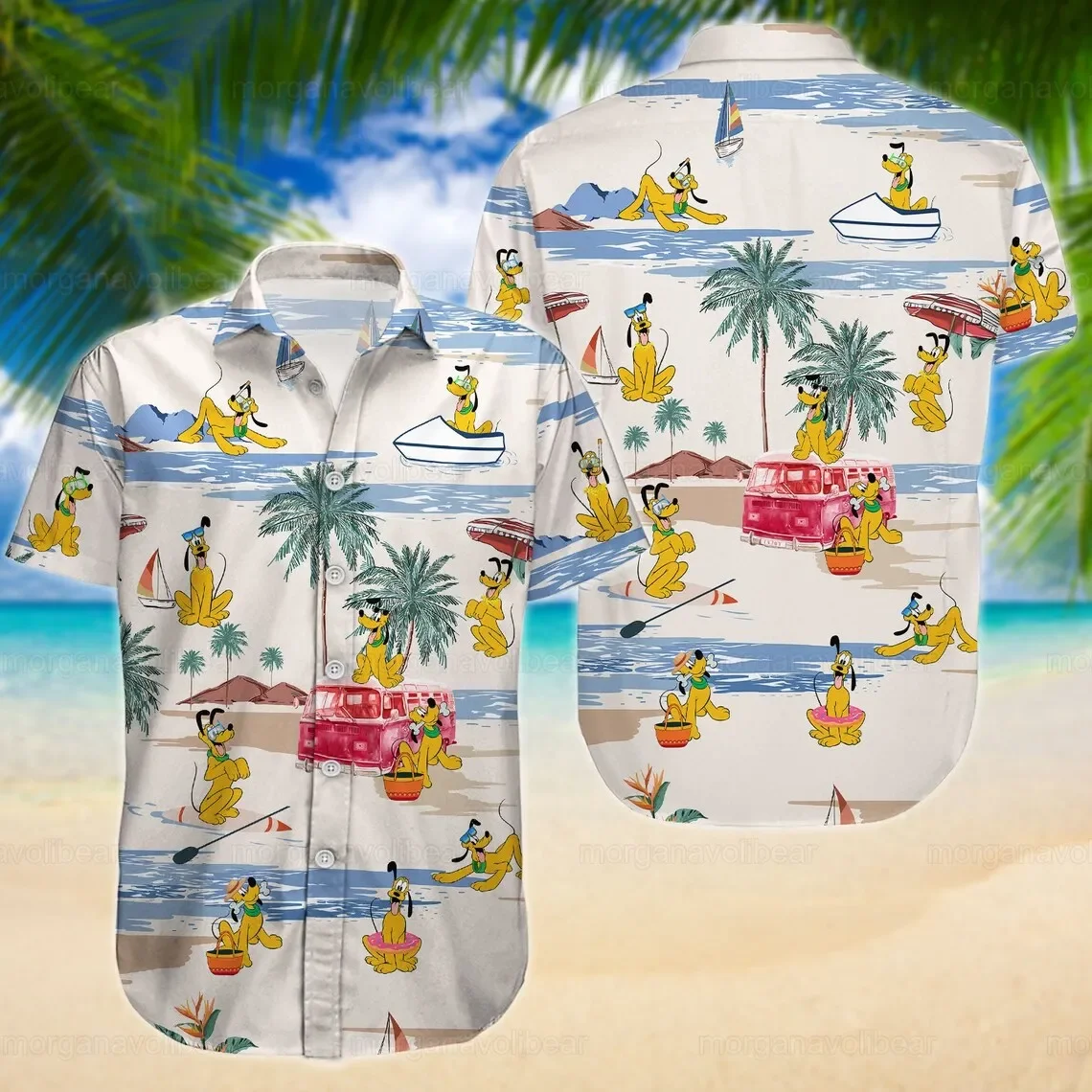 2024 Disney Pluto Dog Camicie Hawaiane Camicie Estive Da Donna Da Uomo Camicie Hawaiane Camicie Casual Da Spiaggia Harajuku Top