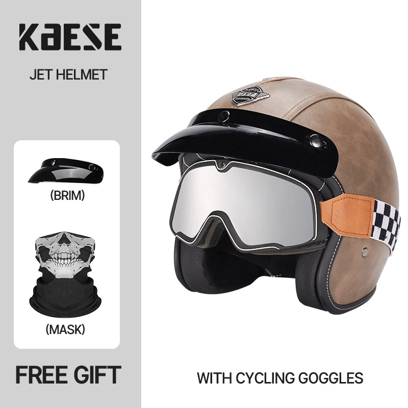 Casco Mezzo Retrò Casco Moto Vintage Moto E-Scooter Casco Di Sicurezza Casco Classico Casco Moto Jet Casco