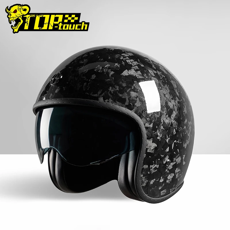 Man Motorcycle Helmet Retro Vintage Casco Moto Helmet Open Face Scooter Motorbike Racing Riding  Abatible Protective With Helmet