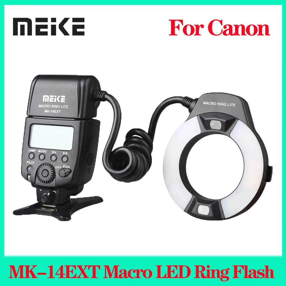Meike Mk-14Ext E-Ttl Macro Led Ring Flash Speedlite Con Led Af Assist Lamp Per Canon Eos 5D Ii Iii 6D 7D 60D 70D 700D