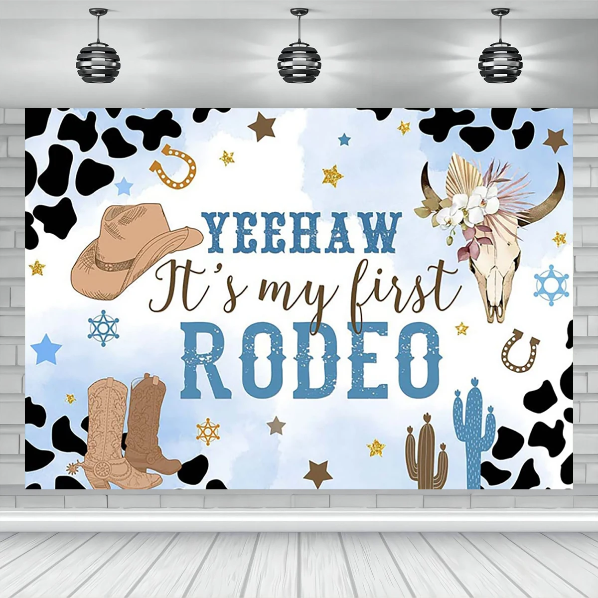 Western Cowboy Birthday Backdrops Wild West Theme Photography Background Boy First Rodeo Birthday Rustic Cow Party Decorations