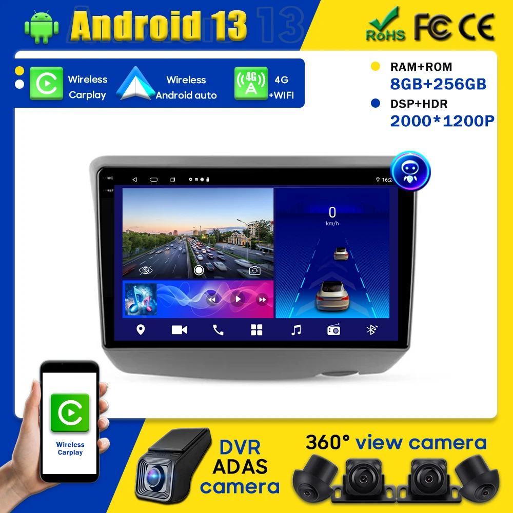 Navigazione Gps Auto Per Toyota Yaris Echo Vitz 1999-2005 Android Auto Wireless Head Unit Carplay Multimedia Qled Dvd Touch Screen