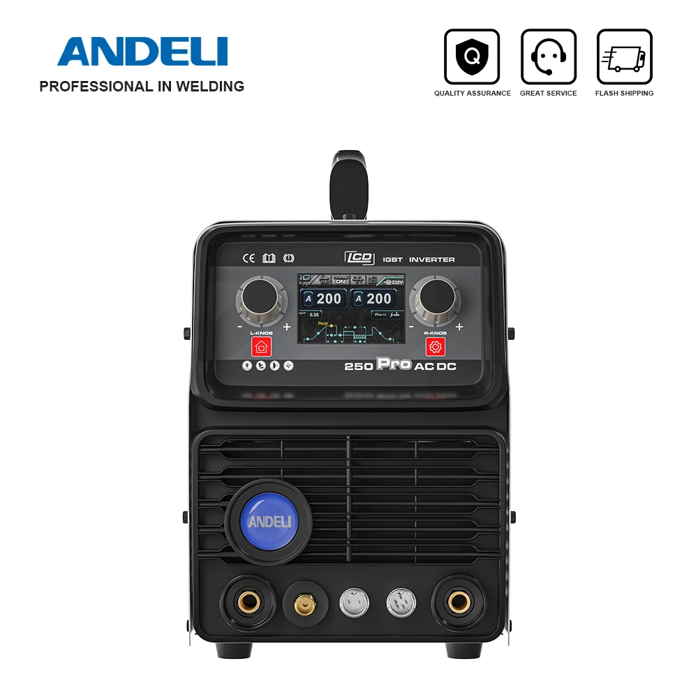 Andeli Ac Dc Tig Saldatrice Hf Tig/Impulso Multi-Funzione Lega Di Alluminio Saldatore Intelligente Argon Saldatura Tig-250