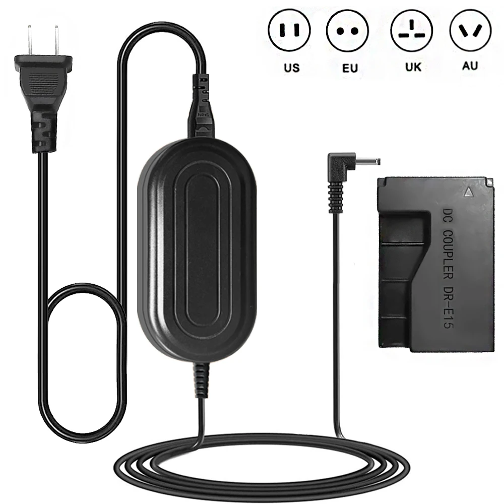 Ack-E15 Adattatore Di Alimentazione Ca Dr-E15 Kit Accoppiatore Cc Per Fotocamere Canon Eos Rebel Sl1, Eos 100D, Kiss X7, Powershot Sx70Hs.