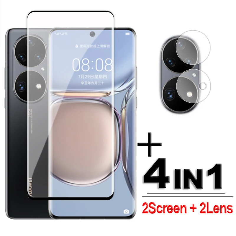 Per Huawei P50 Pro Vetro Temperato 3D Full Cover Proteggi Schermo Curvo Huawei P50 Pro Glass Per Huawei P50 P40 Pro Hd Lens Film