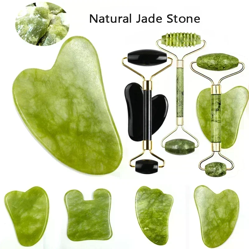 Natural Jade Face Massager Gua Sha Stone Face Guasha Masaje Facial Board Acupoint Eye Care Spa Massager Tool Massaggio Visage