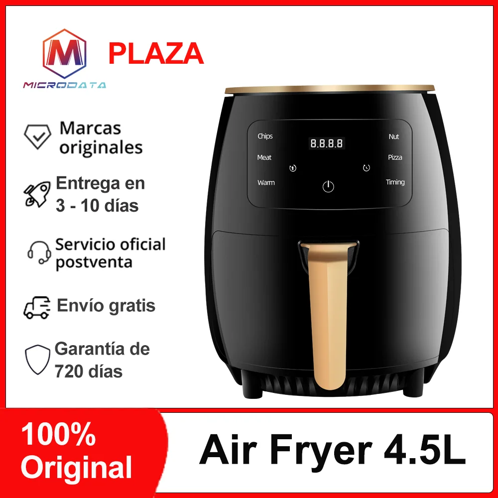 Friggitrice Ad Aria Microdata Senza Olio 4.5L 1400W Friggitrici Ad Aria Profonda Intelligenti Forno 360 Fornello A Circolazione Di Aria Calda Smart To