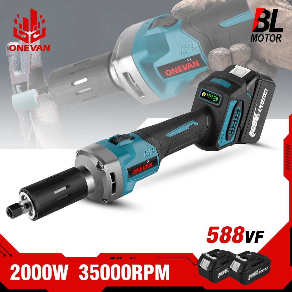 Smerigliatrice Senza Spazzole Onevan 35000Rpm 6Mm 2000W Utensili Rotanti Elettrici A Velocità Variabile Senza Fili Per Batteria Makita 18V