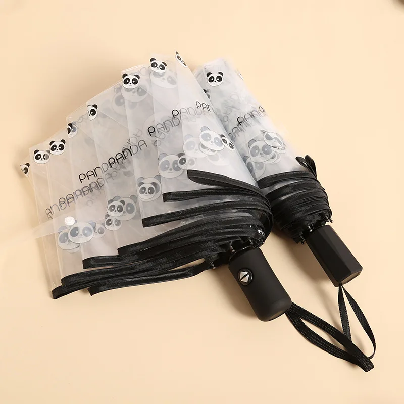 Ombrello Panda Pioggia Ombrello Creativo Trasparente Parasole Antivento Parapluie Ombrello Automatico Animale Carino Parapluie Trasparente