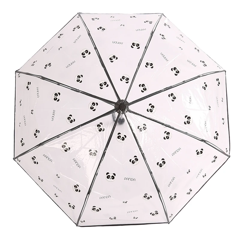 Ombrello Panda Creativo Pioggia Ombrello Trasparente Ombrellone Antivento Parapluie Ombrello Automatico Animale Carino Parapluie Trasparente