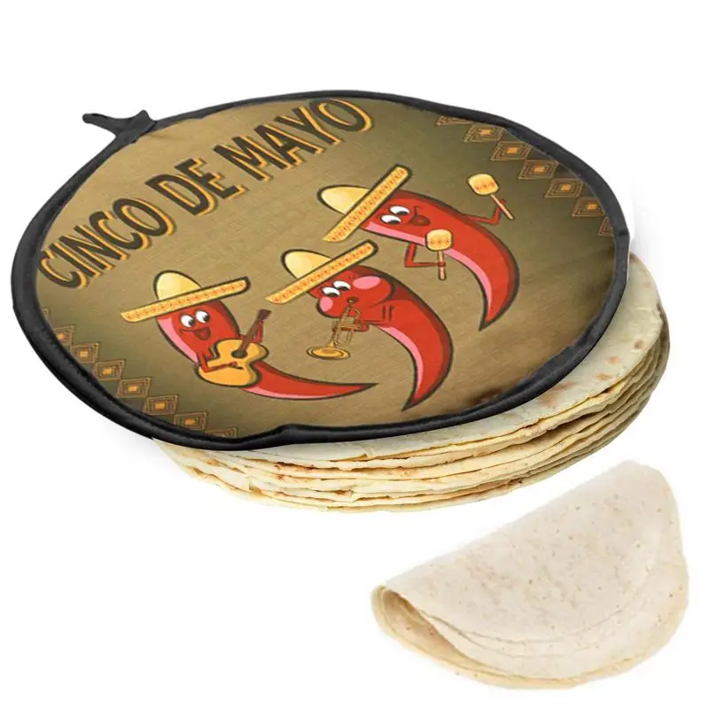 Tortilla Warmer Pouch Vassoi Per Scaldavivande Messicani Supporto Per Scaldavivande Roti Microonde Food Pancake Farina Stampata Resistente Al Calore