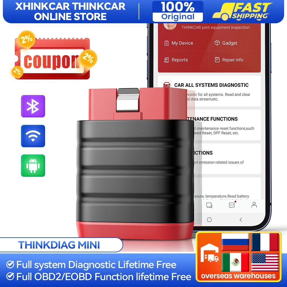 Thinkcar Thinkdiag Mini Automotive Obd2 Scanner Strumenti Diagnostici Per Auto Lettore Di Codici Obd Tutti I Sistemi Diagnosi Updater Gratuito A Vita