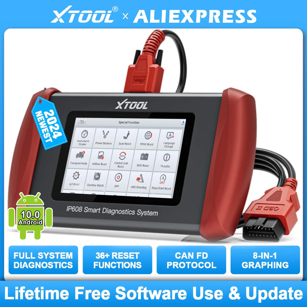 Xtool Ip608 Obd2 Scanner Sistema Completo All Car 36 + Servizio Di Ripristino Abs Bleed Coding Can Fd Diagnosi Strumenti Automobilistici