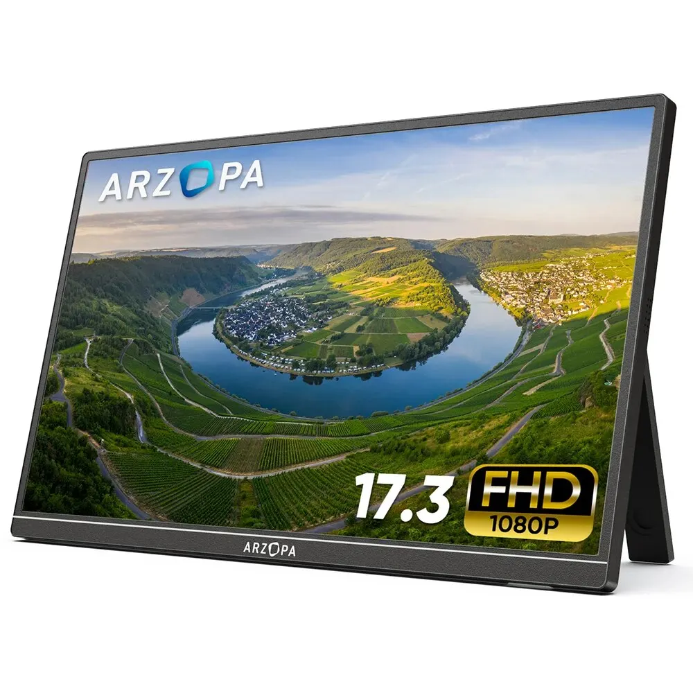 Arzopa 17.3 "Monitor Portatile Fhd 1080P Display Esterno Schermo Ips Monitor Da Gioco Usb C Hdmi Per Pc Phone Mac Xbox Ps5 Switch