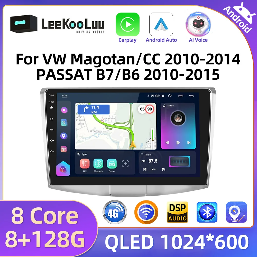 Leekooluu Carplay Android Auto Radio Per Volkswagen Vw Magotan/Cc Passat B7/B6 Car Multiemdia Video Player 2 Din 4G Gps Stereo