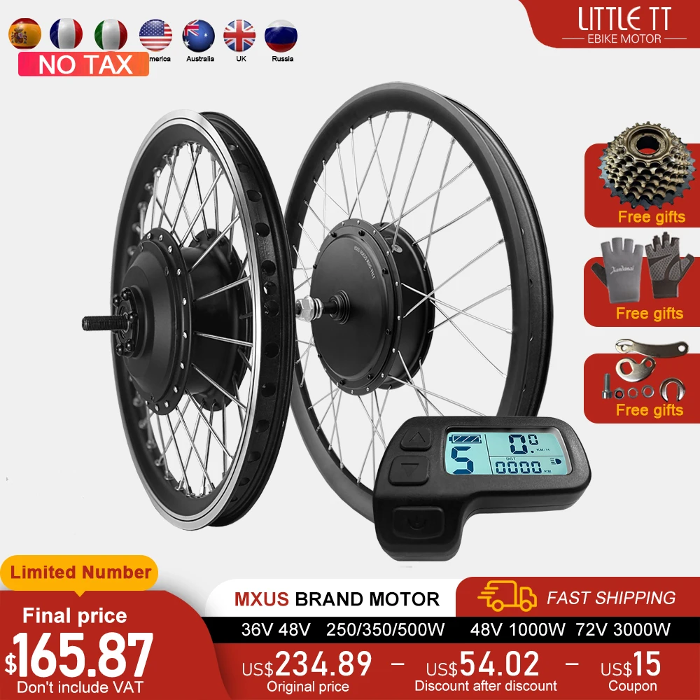 Kit Di Conversione Ebike Marca Mxus 36V/48V 250/350/500/1000/3000W Brushless Anteriore/Posteriore Mozzo Ruota Motore Ebike Ottimo Motore Per Biciclett