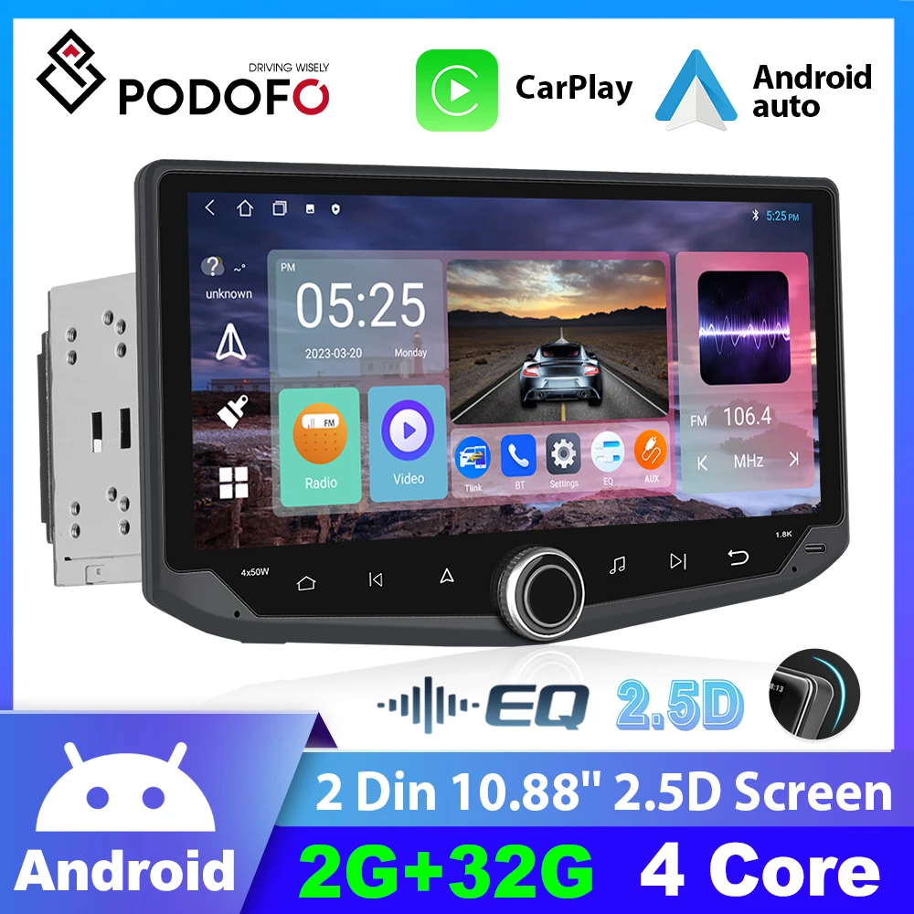 Podofo Android 2 Din Autoradio Hd Carplay Android Auto Autoradio Bluetooth Fm Radio Car Multimedia Player Per Vw Nissan Kia