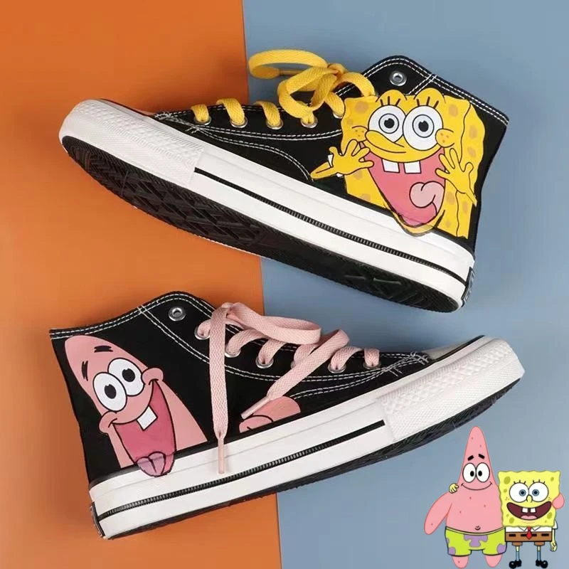 Spongebob Scarpe Di Tela Cosplay Coppia Scarpe Cartoon Spongebob Patrick Star Sneakers Antiscivolo Uomo E Donna Scarpe Da Tennis Casual