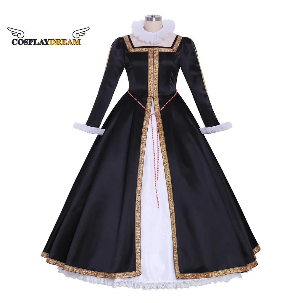 Vittoriano Regina Elizabeth Tudor Periodo Tudor Abito Cosplay Costume Rinascimentale Tudor Medievale Abito Nero Abito Costume