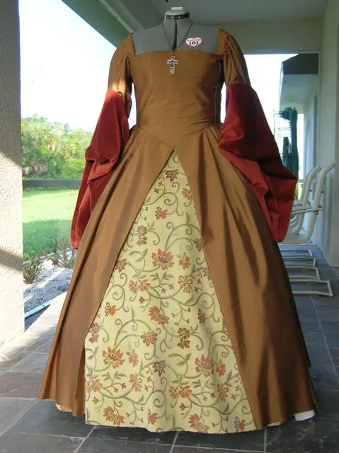 Victorian King Henry Queen Elizabeth Tudor Period Dress Costume Cosplay Anne Boleyn Yellow Royal Dress Costume Cosplay