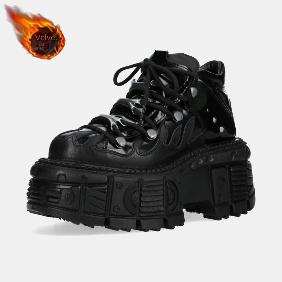 2024 New Retro Rock Spanish Dark Platform Punk Leather Uomo E Donna Stesso Metallo High-Top Platform Dad Shoes