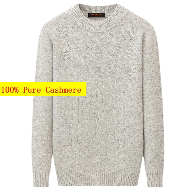 Nuovo Arrivo 100% Puro Cashmere Maglione Uomo Inverno Addensato Moda Girocollo Tinta Unita Casual Lavorato A Maglia Uomo Taglia Xs-4Xl
