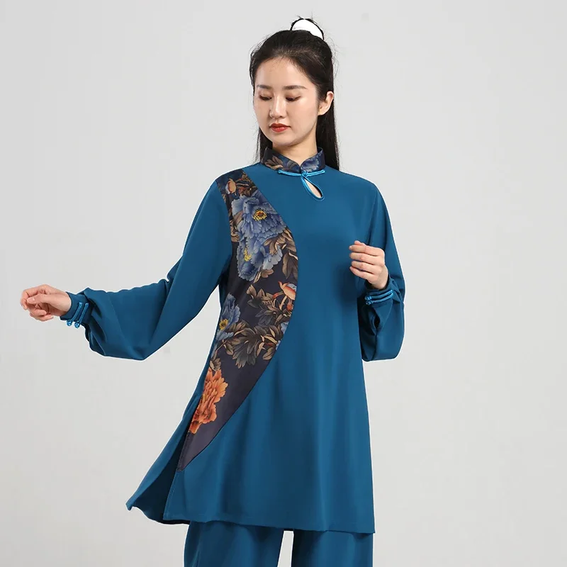Tai Chi Vestiti Donne Wushu Vestiti Kung Fu Concorrenza Vestiti Di Arte Marziale Uniforme Senza Rughe 2022 Blu