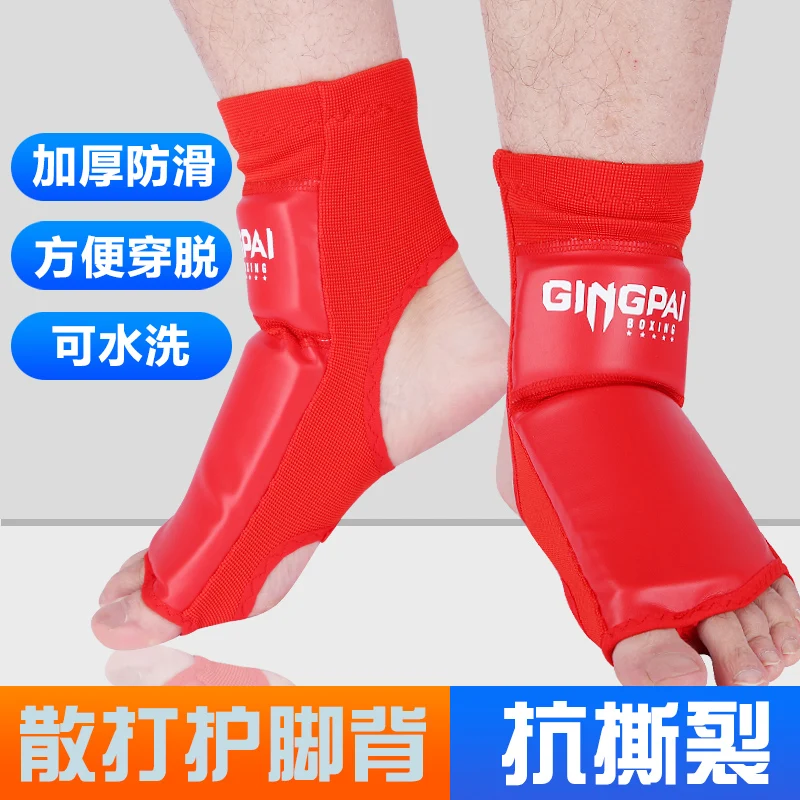 Protezione Per Caviglia In Pelle Pu Mma Boxing Muay Thai Foot Injem Guards Protezione Per Piedi Arti Marziali Wushu Sanda Training Equipaggiamento Pro