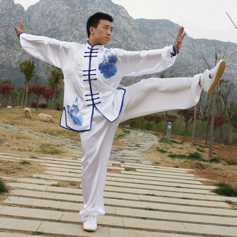 Uomini Tai Chi Arti Marziali Uniformi Kungfu Maglione Tradizionale Cinese, Pantaloni Di Latte Di Seta Set Di Abiti Da Meditazione Wushu