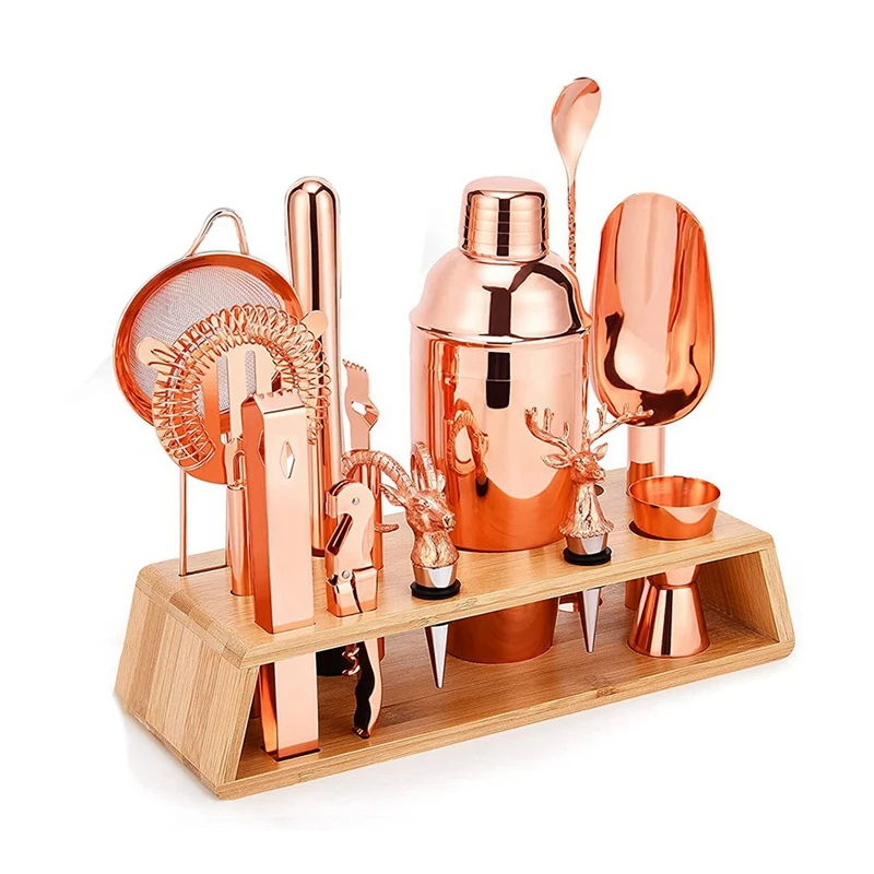 Cocktail Bar Shaker Set Barman Kit Con Supporto, Cocktail Bar Set Bar Kit Per La Casa Bartending Kit Strumenti Accessori