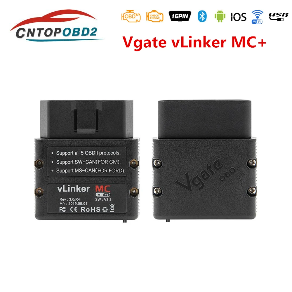 Vgate Vlinker Mc Elm327 V2.2 Obd2 Scanner 3.0/4.0 Bluetooth Wifi Per Bimmercode Forscan Per Strumenti Diagnostici Per Auto Android/Ios