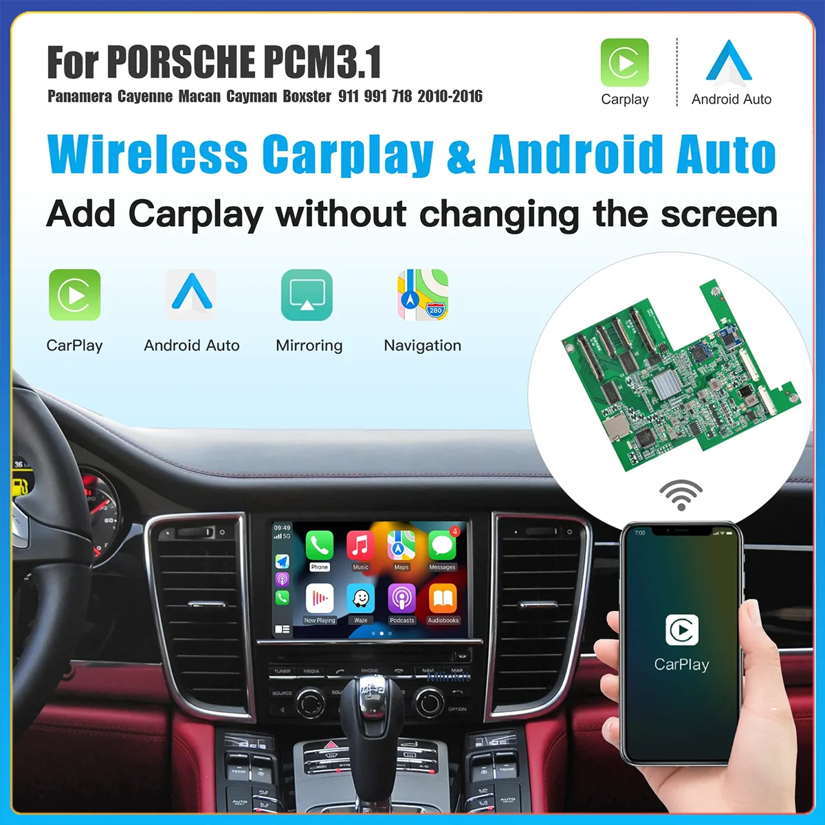 Modulo Wireless Apple Carplay Per Porsche/Panamera/Cayenne/Macan/Cayman 911 718 Pcm3.1 Cdr3.1Android Auto Navigation Multimedia