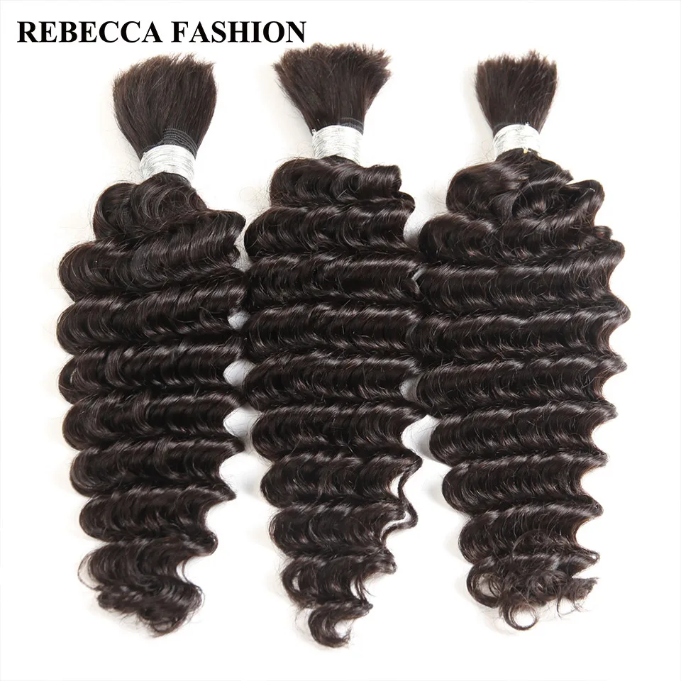 Rebecca 3 Bundles Capelli Intrecciati Umani Capelli Sfusi Per Intrecciare Remy Indian Deep Wave Hair Wave Bulk Extensions Spedizione Gratuita