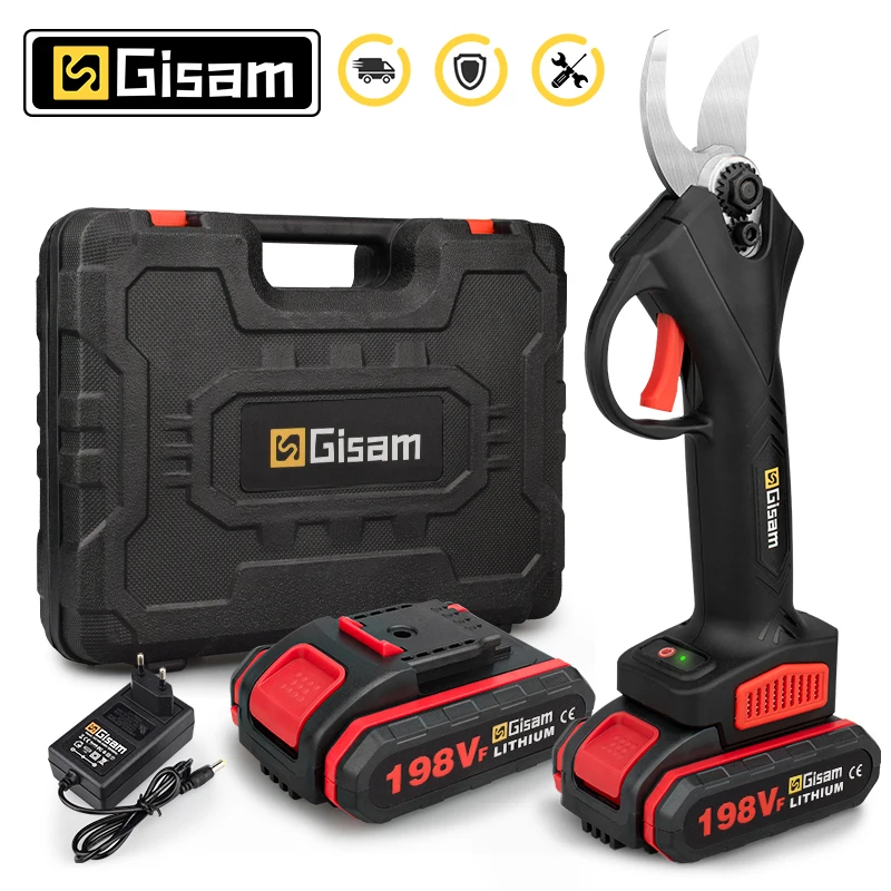 Gisam 198Vf 30Mm Forbici Da Potatura Elettriche Senza Fili Efficiente Albero Da Frutto Bonsai Potatura Rami Cutter Strumento Paesaggistico