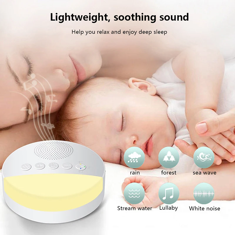 Baby White Noise Machine Usb Ricaricabile Spegnimento Temporizzato Sleep Machine Baby Sleep Noise Sound Player Night Light Timer