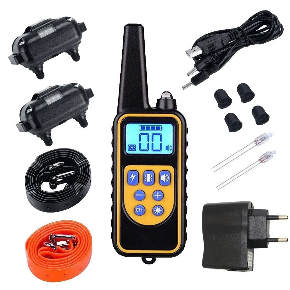 800M Electric Dog Training Collar Dog Anti Bark Impermeabile Ricaricabile Pet Telecomando Per Tutte Le Dimensioni Shock Vibration Sound
