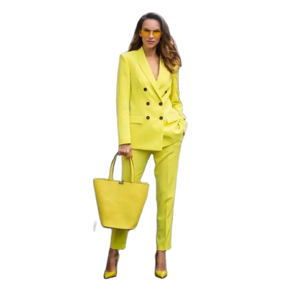 Set Di Abiti Da Ufficio Abito Da Cerimonia Formale Da Donna Giacca Da Lavoro Con Fibbia Blazer + Pantaloni Set Di Due Pezzi Tailleur Femme (Giacca + P