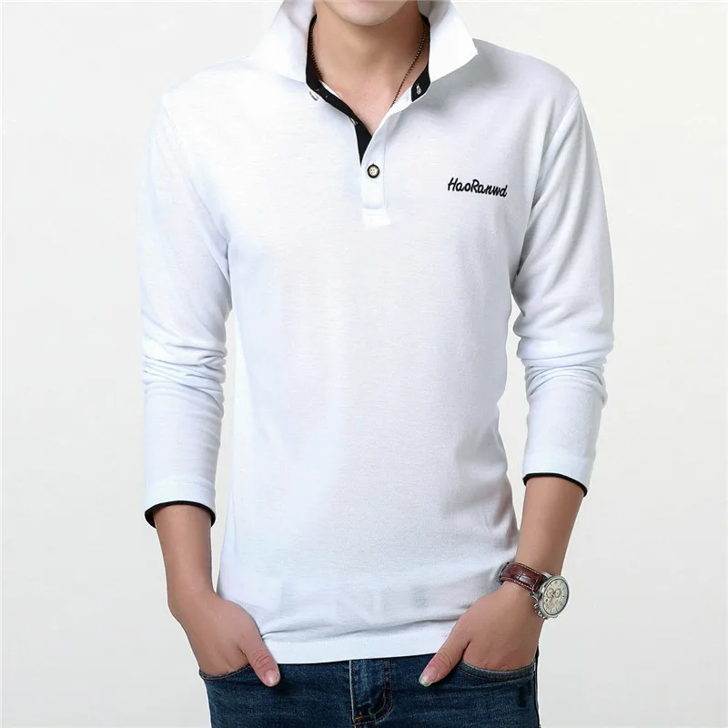 2021 Polo Da Uomo Logo Ricamato Polo Da Uomo Casual In Cotone Polo Manica Lunga T-Shirt Per Uomo Taglia 3Xl Bianco Nero Blu
