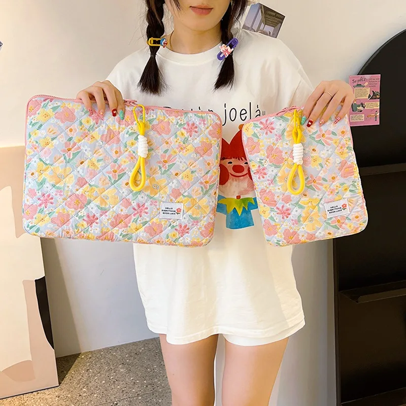 1 Pc Per Xiaomi Huawei Ipad Case Coreano Fashion Estetica Floral Series Tablet Laptop Storage Bag Per Ragazze Tablet Accessori