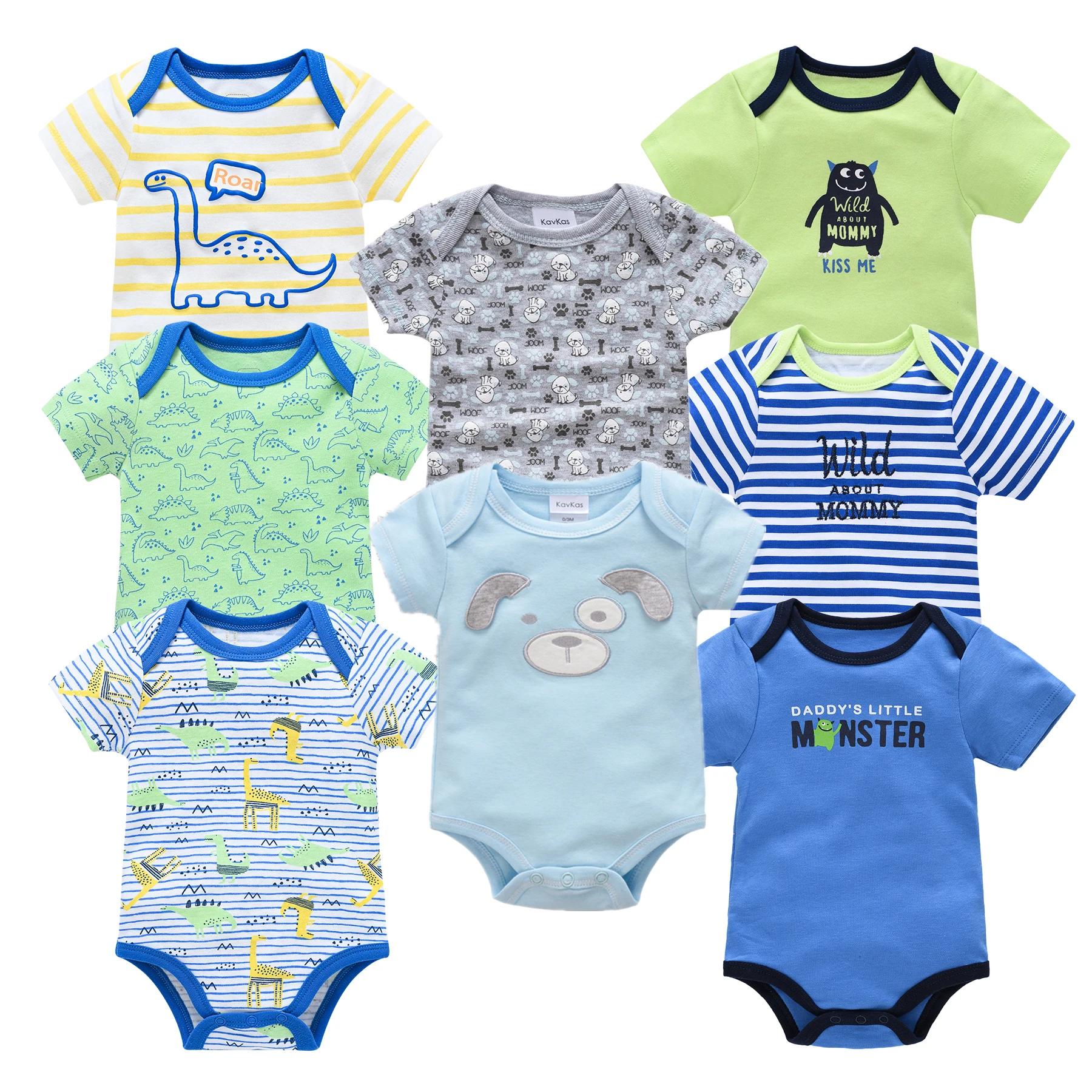 Honeyzone 8 Pz/Set Pagliaccetto Manica Corta Costume Bambino Neonato Simpatico Cartone Animato Stampa Tutine Neonato Tute Neonato Vestiti Dei Ragazzi